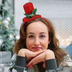 Christmas Headband Santa Hat & Plant Motif Flexible Fit