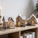Christmas House Illuminated Wooden Snow-Effect