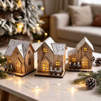 Christmas House Illuminated Wooden Snow-Effect