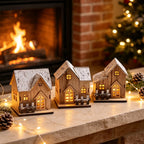 Christmas House Illuminated Wooden Snow-Effect