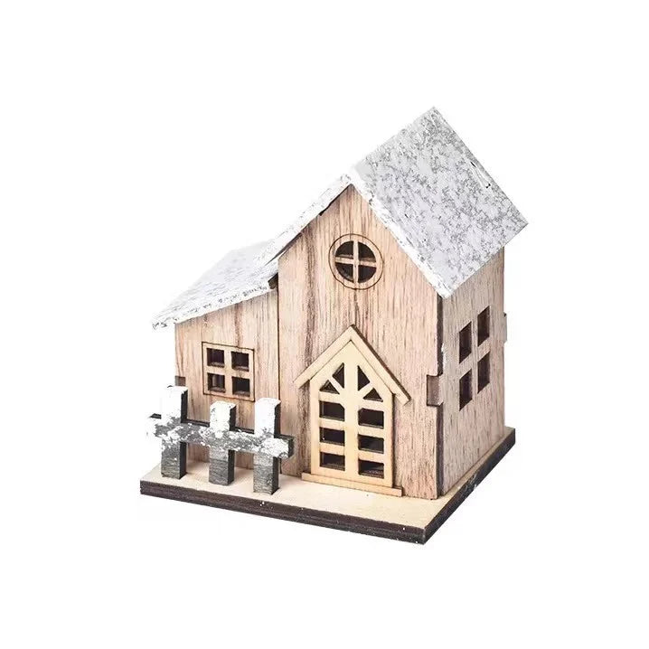 Christmas House Illuminated Wooden Snow-Effect