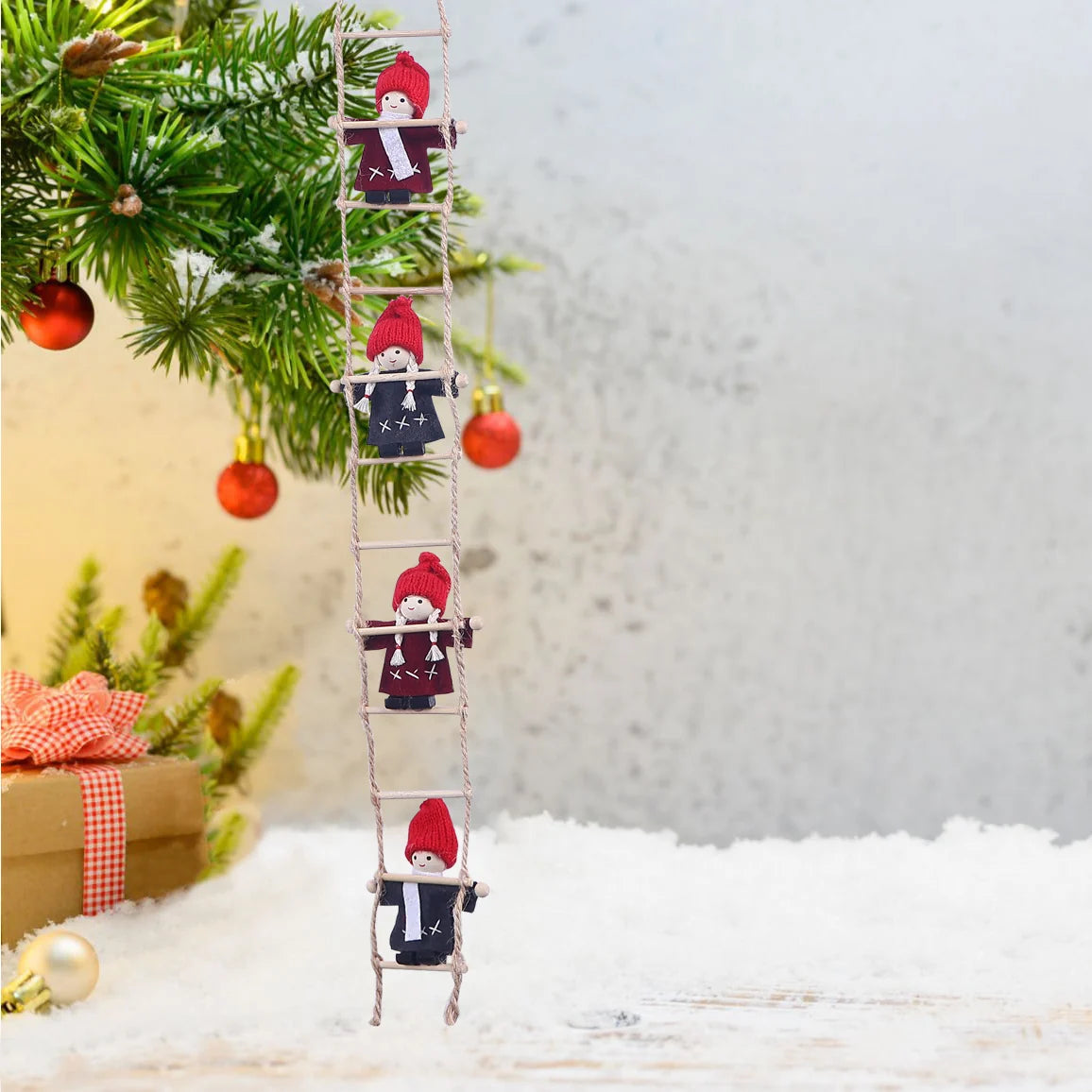 Christmas Ladder Handcrafted Figures Easy To Hang