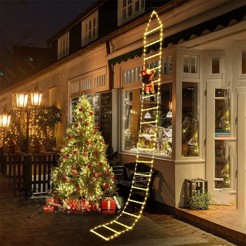 Christmas Ladder Lights Warm & Colored Bell Option