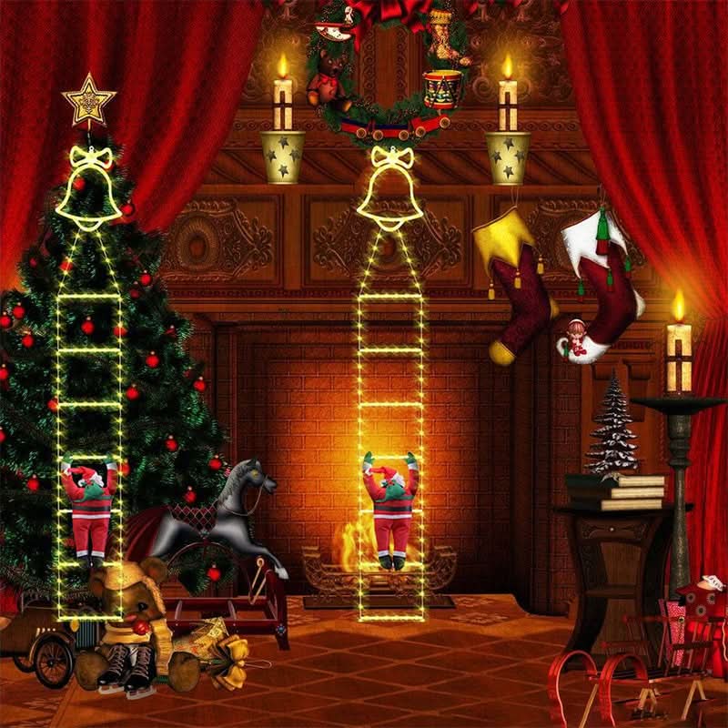 Christmas Ladder Lights Warm & Colored Bell Option