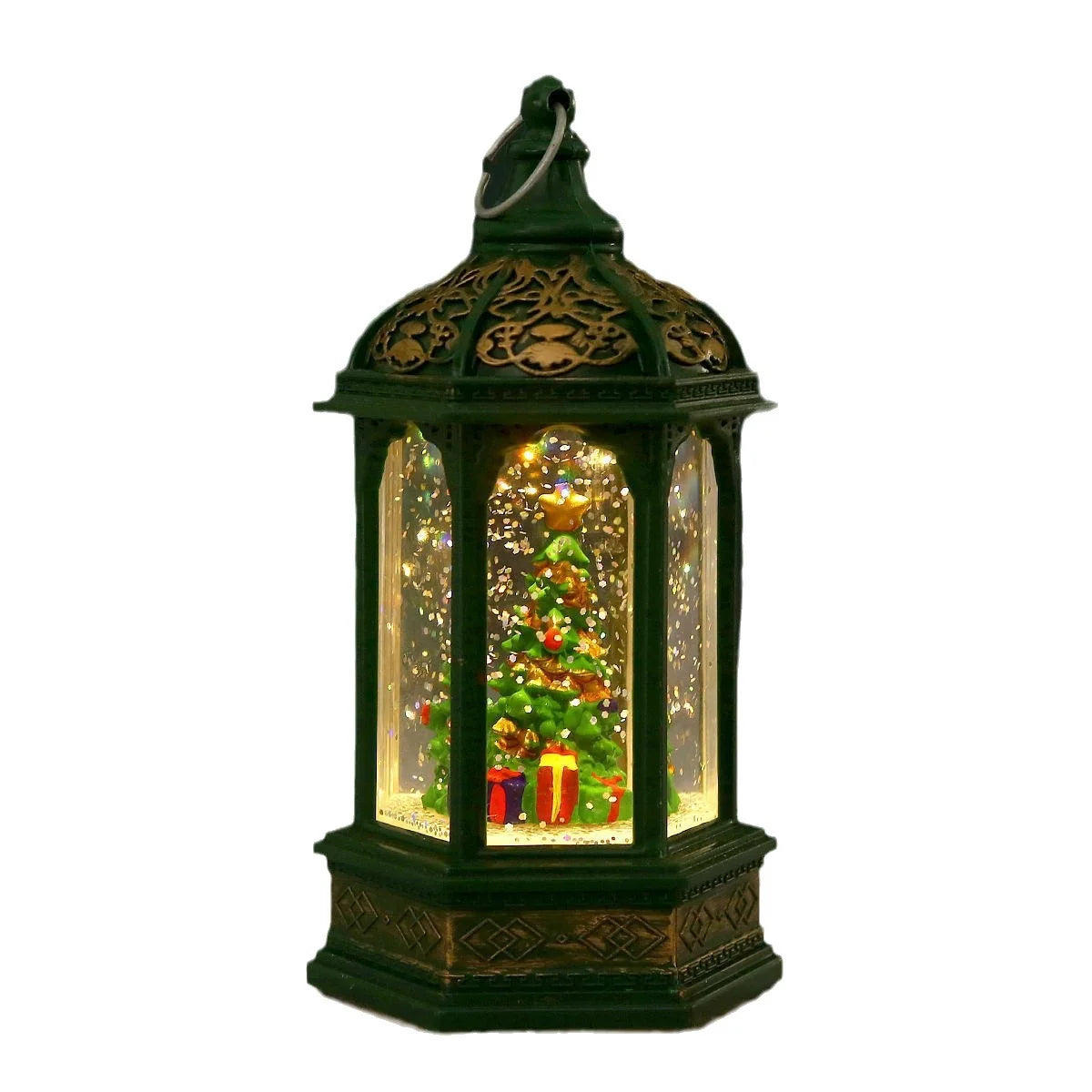 Christmas Lantern Animated Santa Warm LED Battery-Free