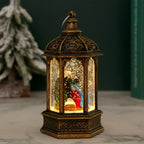 Christmas Lantern Animated Santa Warm LED Battery-Free