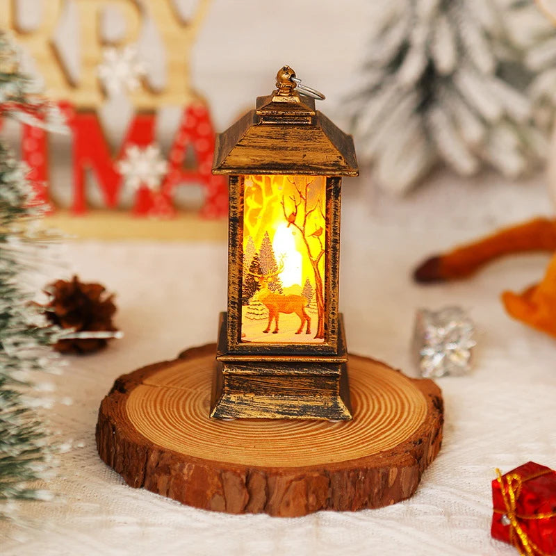 Christmas Lantern Animated Santa Warm LED Tabletop Decor