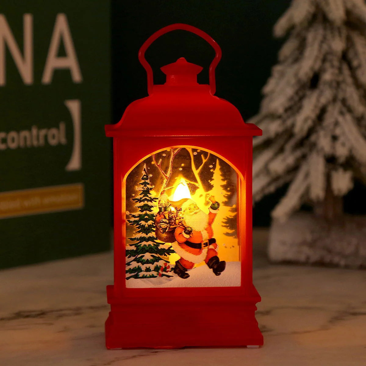 Christmas Lantern Animated Santa Warm LED Tabletop Decor