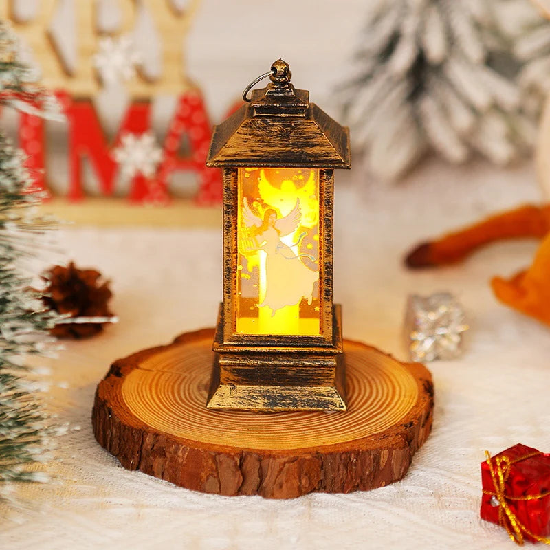 Christmas Lantern Animated Santa Warm LED Tabletop Decor