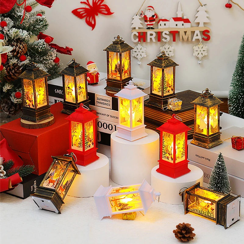 Christmas Lantern Animated Santa Warm LED Tabletop Decor