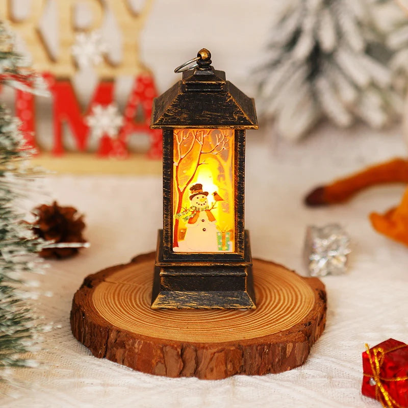 Christmas Lantern Animated Santa Warm LED Tabletop Decor