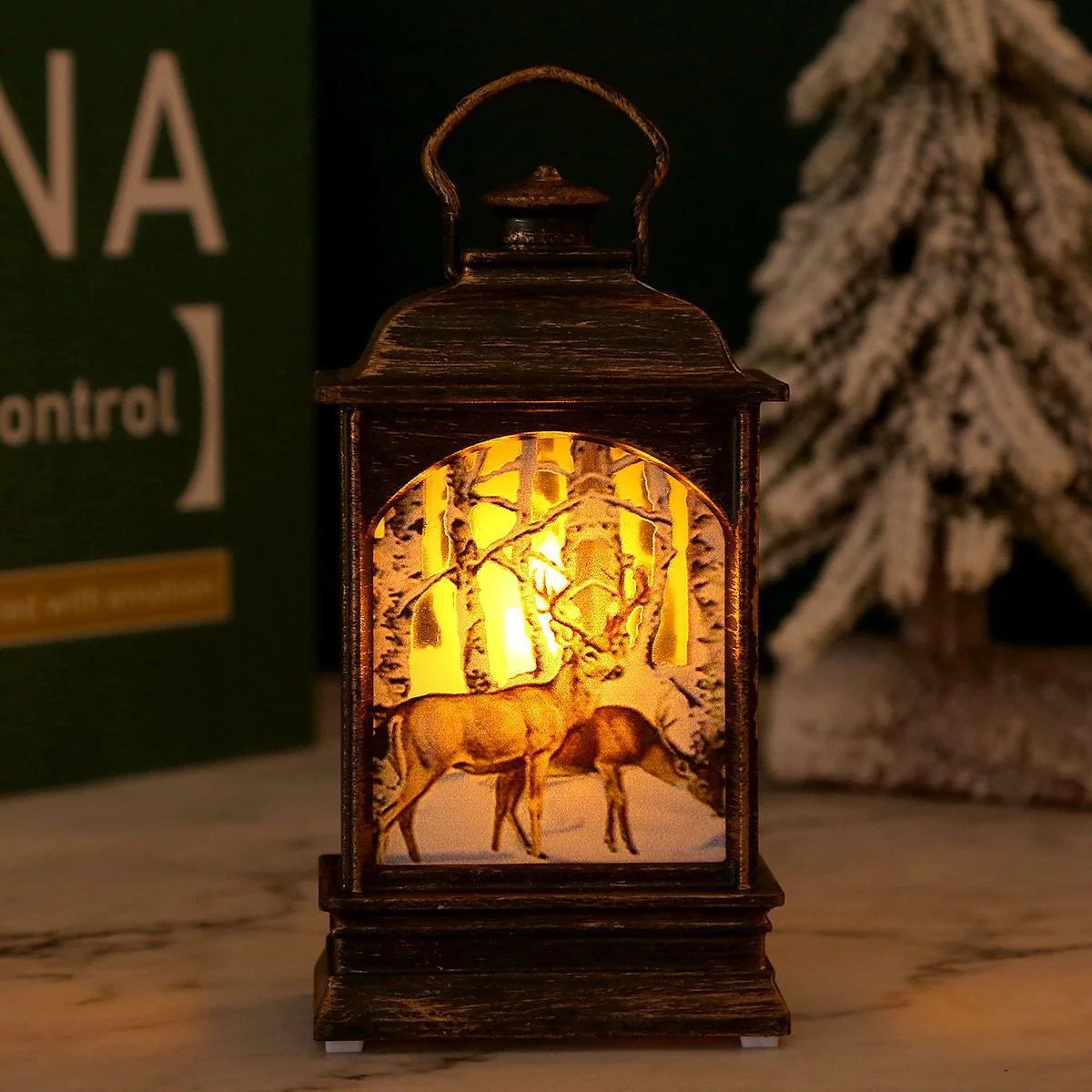 Christmas Lantern Animated Santa Warm LED Tabletop Decor