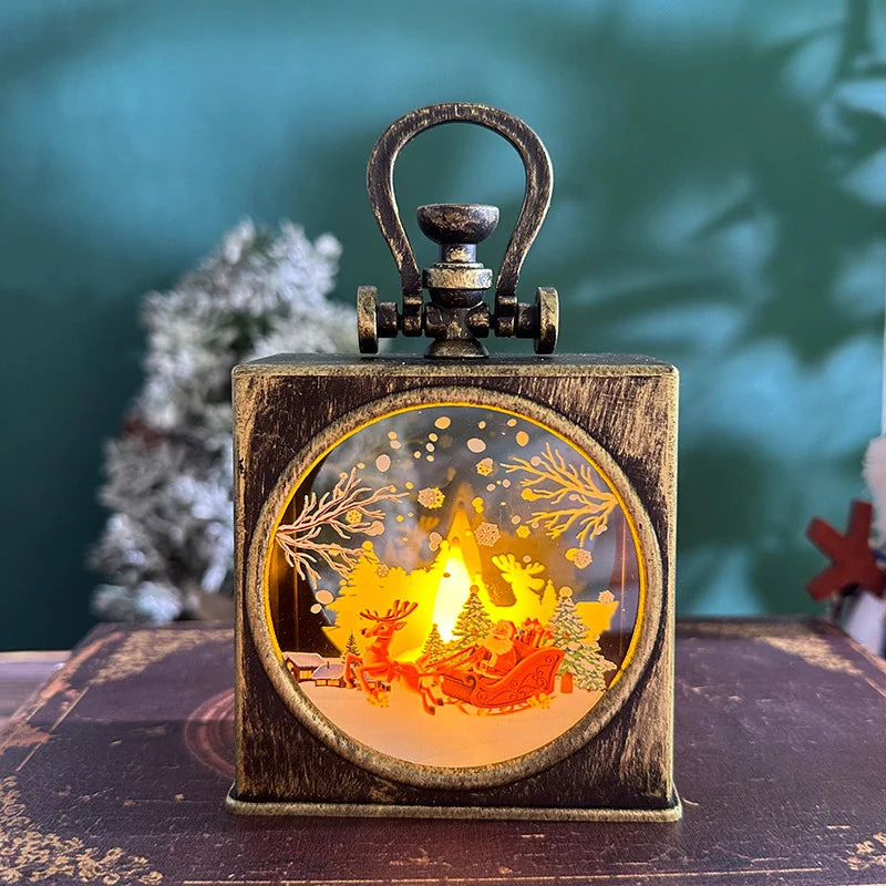 Christmas Lantern Flameless LED Durable Metal