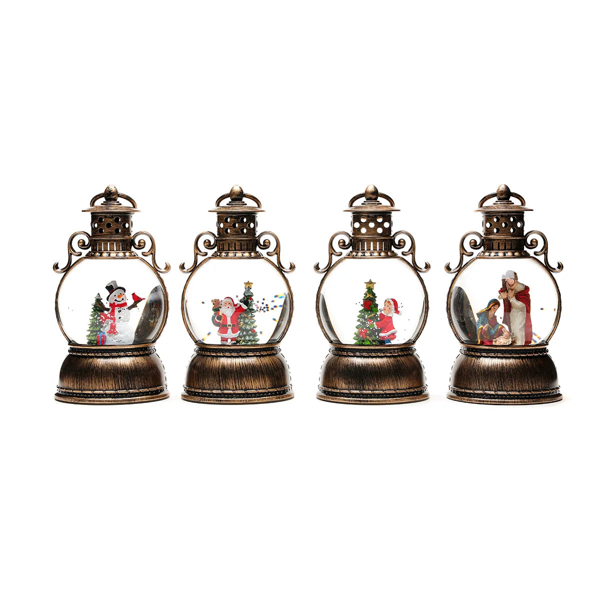 Christmas Lantern Glass Dome Warm LED & Battery Operated