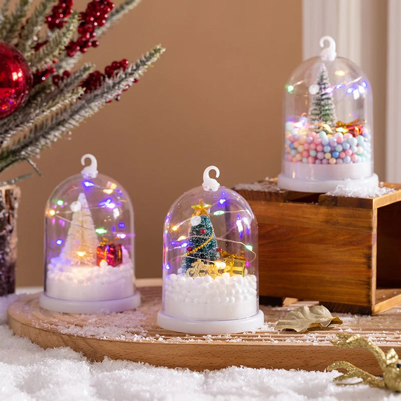 Christmas Lantern Glass Dome & Warm White LED
