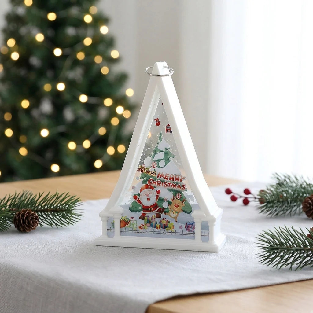 Christmas Lantern Glass & Metal Reindeer Motif