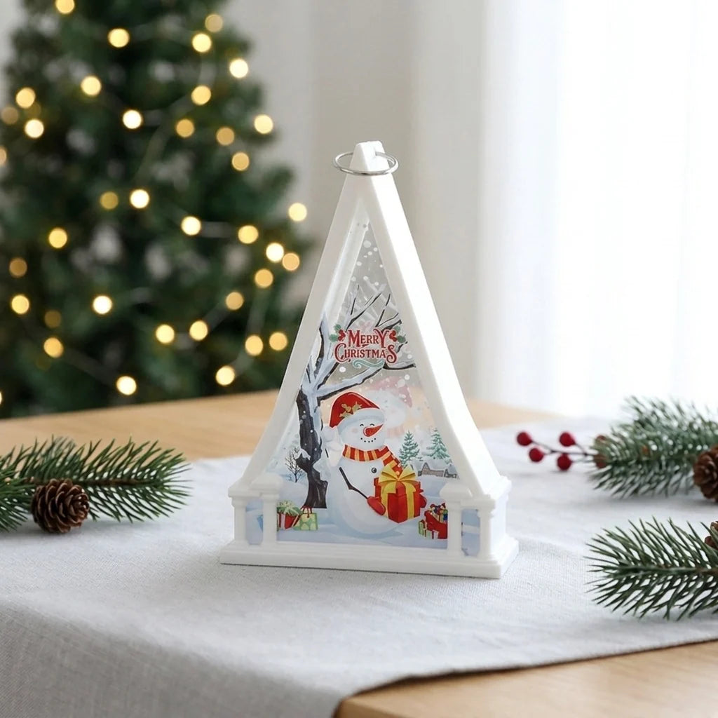 Christmas Lantern Glass & Metal Reindeer Motif