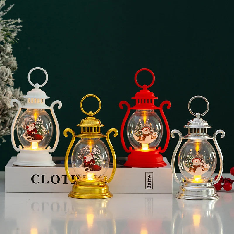 Christmas Lantern Glass & Metal Warm Glow