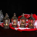 Christmas Lantern Gold Metal Santa & Snowman