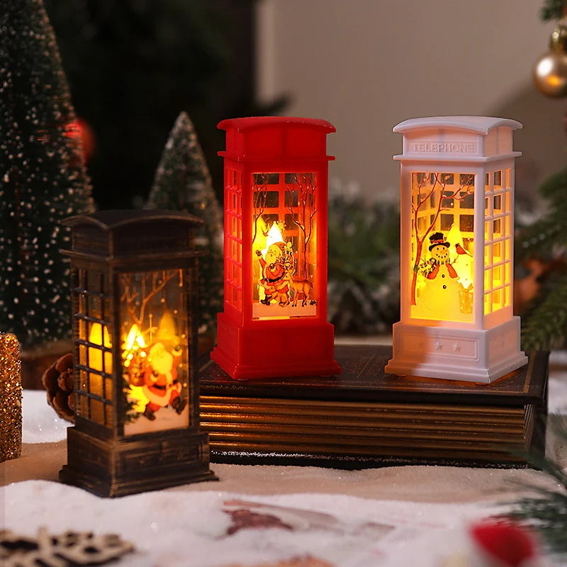 Christmas Lantern Hand Painted Snowman Warm White Light