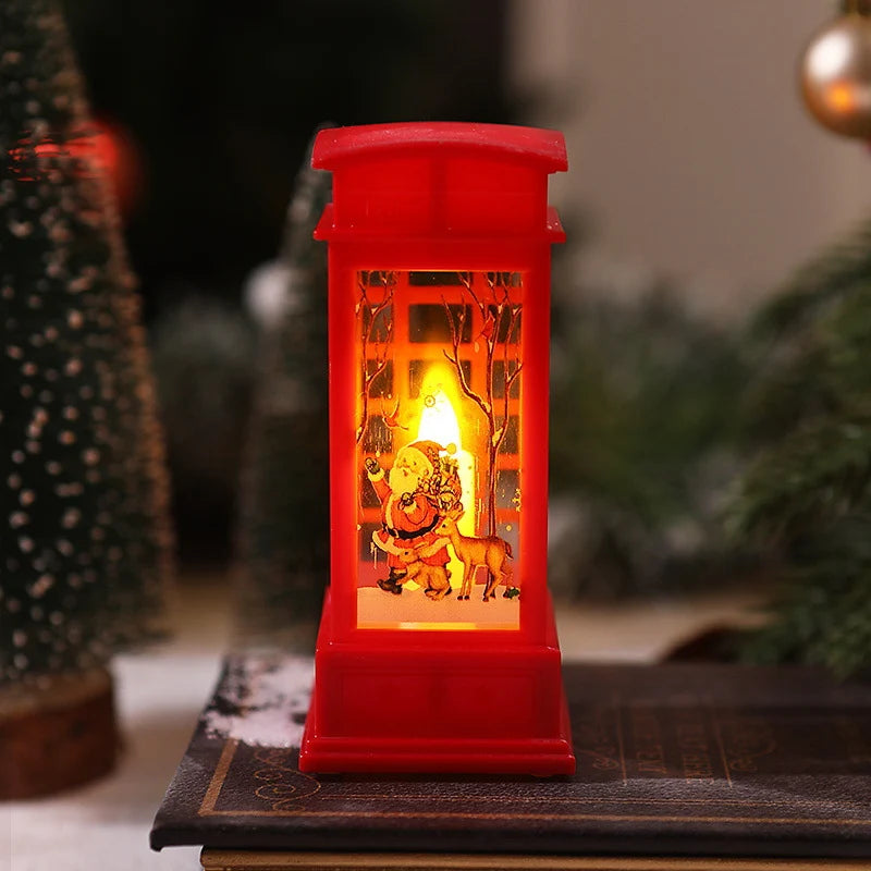 Christmas Lantern Hand Painted Snowman Warm White Light