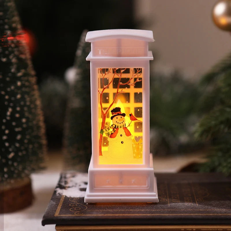 Christmas Lantern Hand Painted Snowman Warm White Light