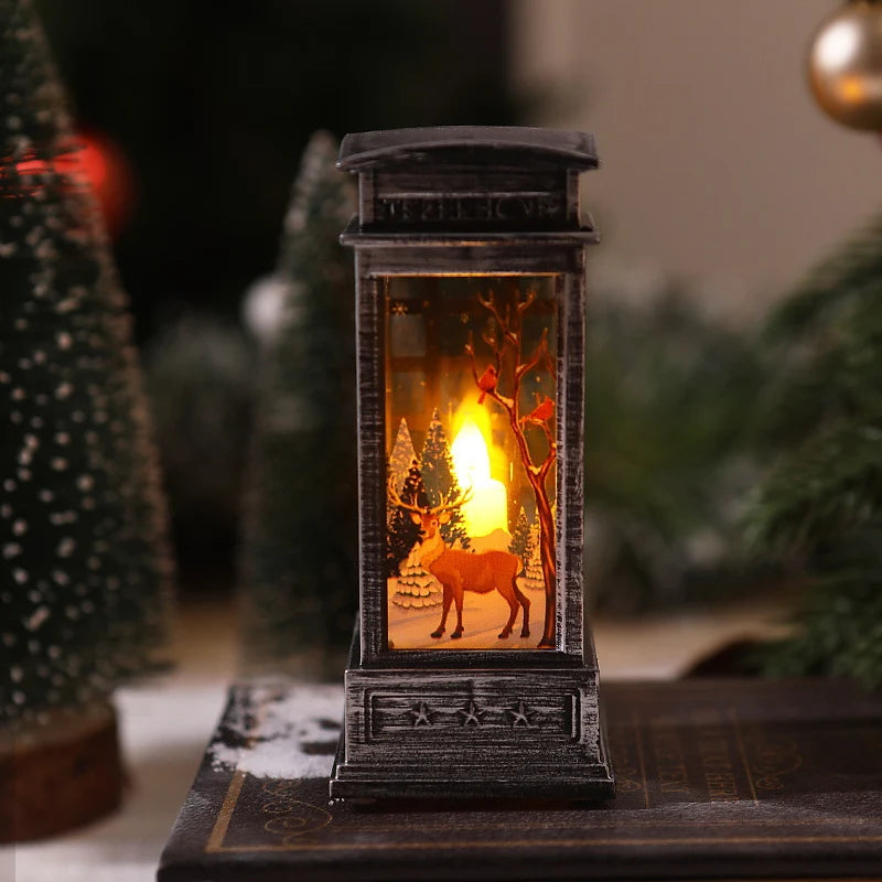 Christmas Lantern Hand Painted Snowman Warm White Light