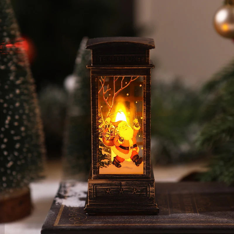 Christmas Lantern Hand Painted Snowman Warm White Light