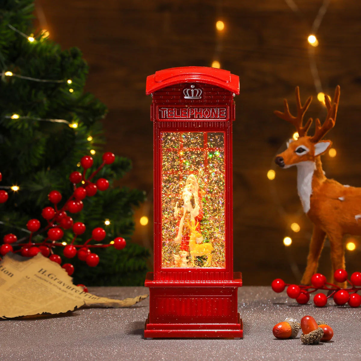 Christmas Lantern Illuminated & Musical Battery-Operated 12 Inch Hand-Painted