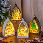 Christmas Lantern Integrated LED Santa & Trees