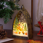 Christmas Lantern Integrated LED Santa & Trees
