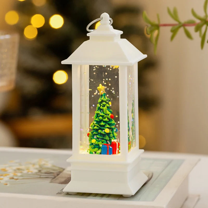 Christmas Lantern LED Santa Snow Scene