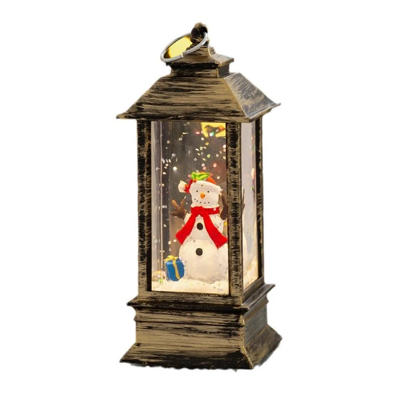 Christmas Lantern LED & Snow Effect Tabletop