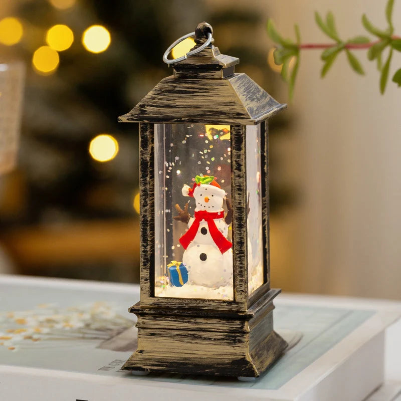 Christmas Lantern LED & Snow Effect Tabletop