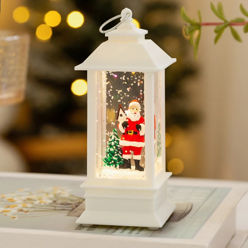 Christmas Lantern LED & Snow Effect Tabletop