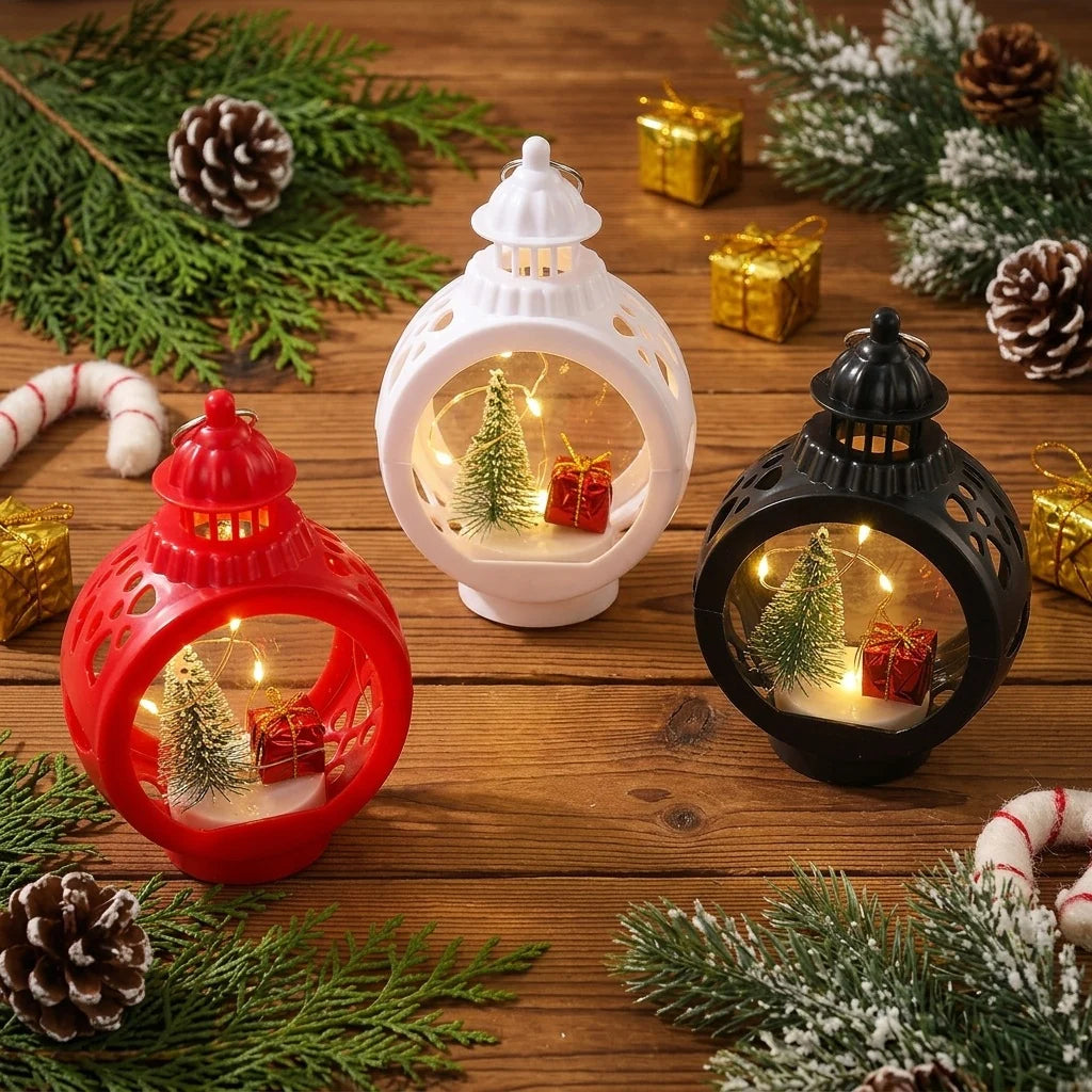 Christmas Lantern LED Soft Warm Light Tree & Gifts Cutout