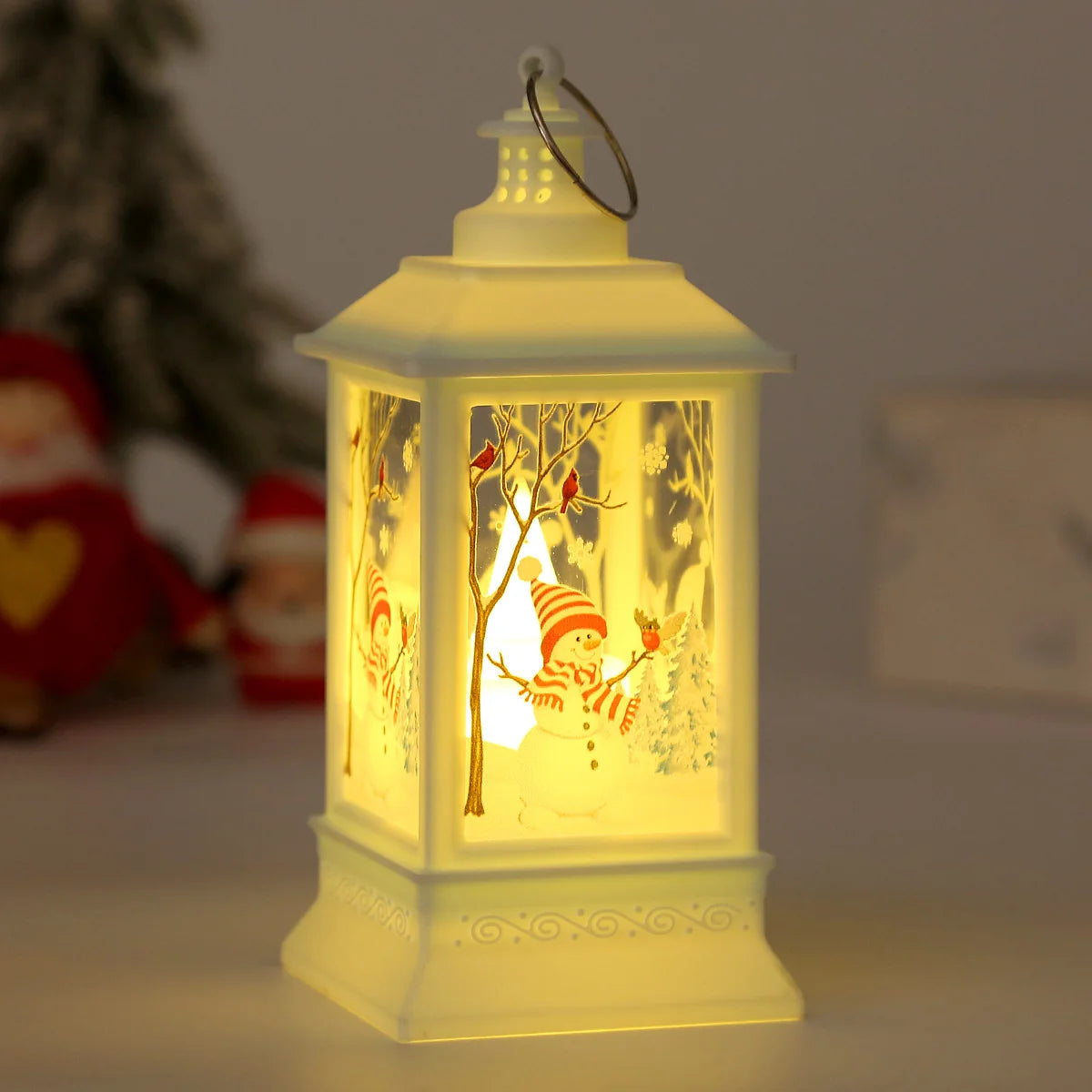 Christmas Lantern Metal Frame Santa & Gifts Graphic