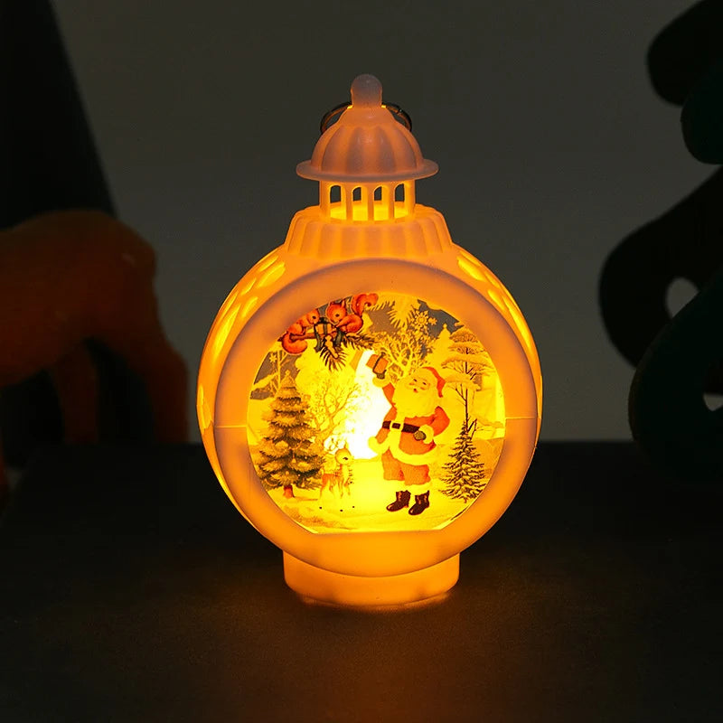 Christmas Lantern Metal Hanger Santa & Animal Cutouts