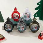Christmas Lantern Metal Santa Scene Warm Light