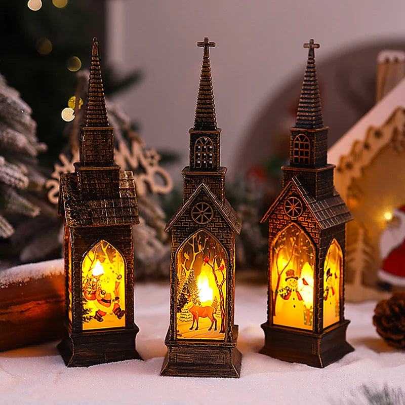 Christmas Lantern Movable Santa Warm White LED