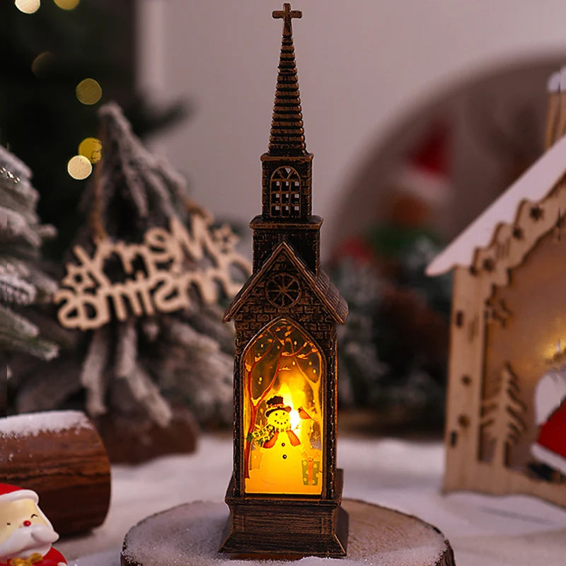 Christmas Lantern Movable Santa Warm White LED
