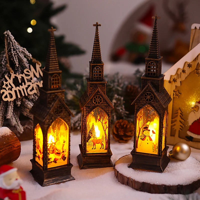 Christmas Lantern Movable Santa Warm White LED