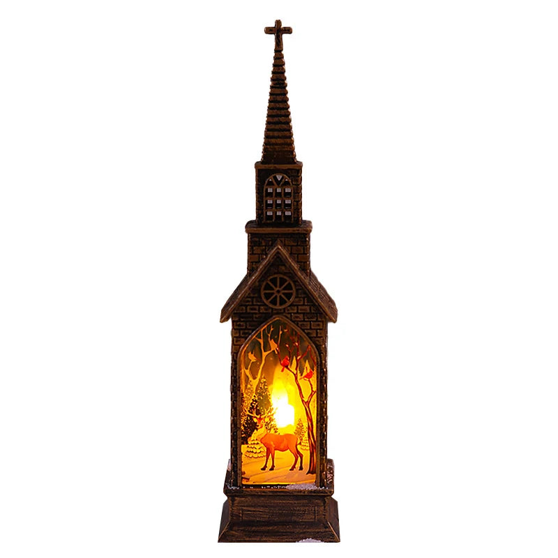 Christmas Lantern Movable Santa Warm White LED