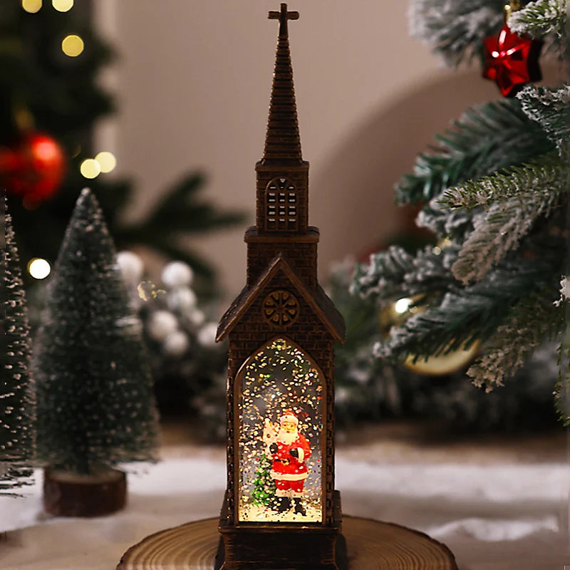 Christmas Lantern Movable Santa Warm White LED