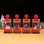 Christmas Lantern Moving Snowman Scene LED Metal & Glass