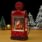 Christmas Lantern Moving Snowman Scene LED Metal & Glass