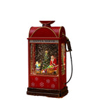Christmas Lantern Moving Snowman Scene LED Metal & Glass