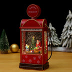 Christmas Lantern Moving Snowman Scene LED Metal & Glass