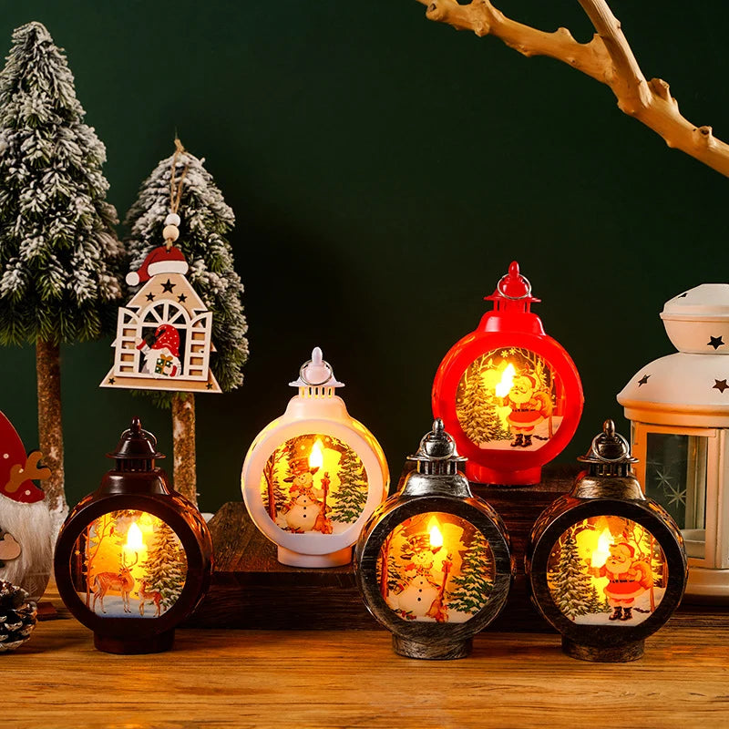 Christmas Lantern Nostalgic Deer Scene Soft LED