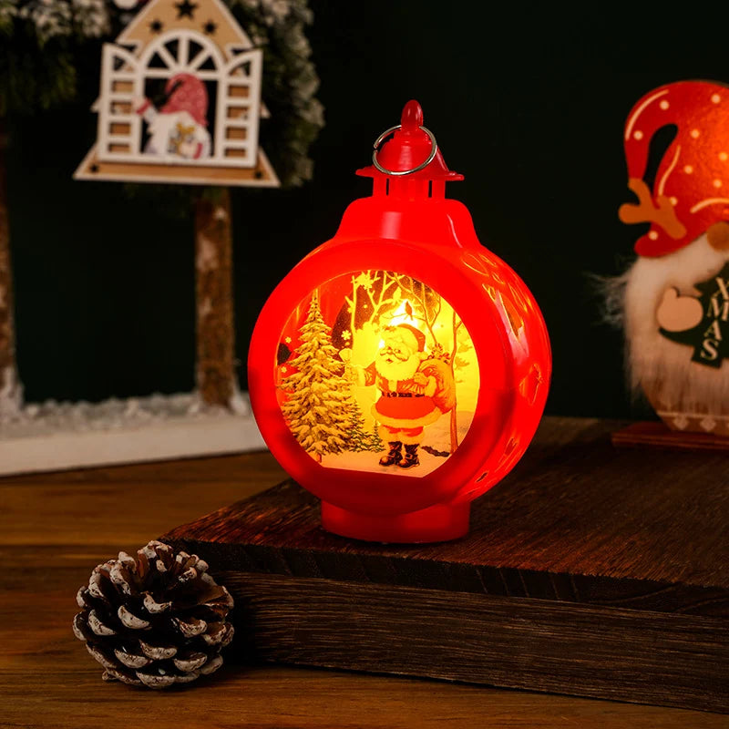 Christmas Lantern Nostalgic Deer Scene Soft LED